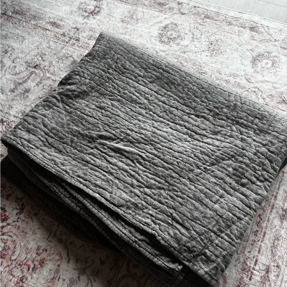 Restoration Hardware King-Size Charcoal Gray Quilted Comforter